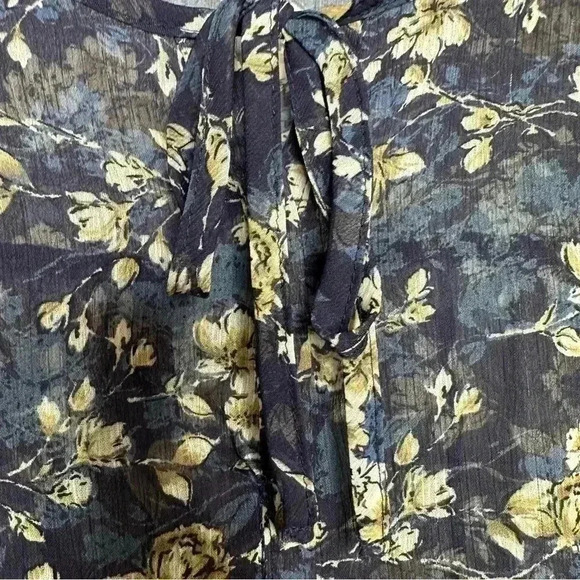 Denver Hayes  Boho Blouse Sheet Flowy Floral Blue/White/Brown Size Extra Large - Picture 7 of 16
